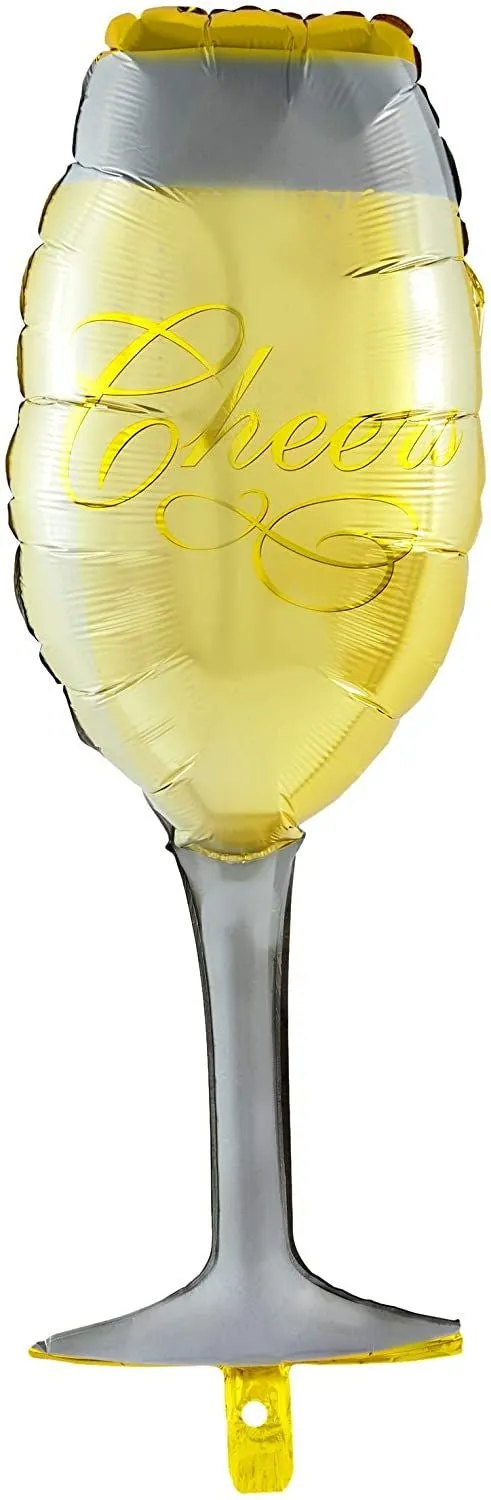 4 Pcs Silver 18th Birthday Balloons with Champagne Glass Foil Balloon for Party Decorations, Hello 18